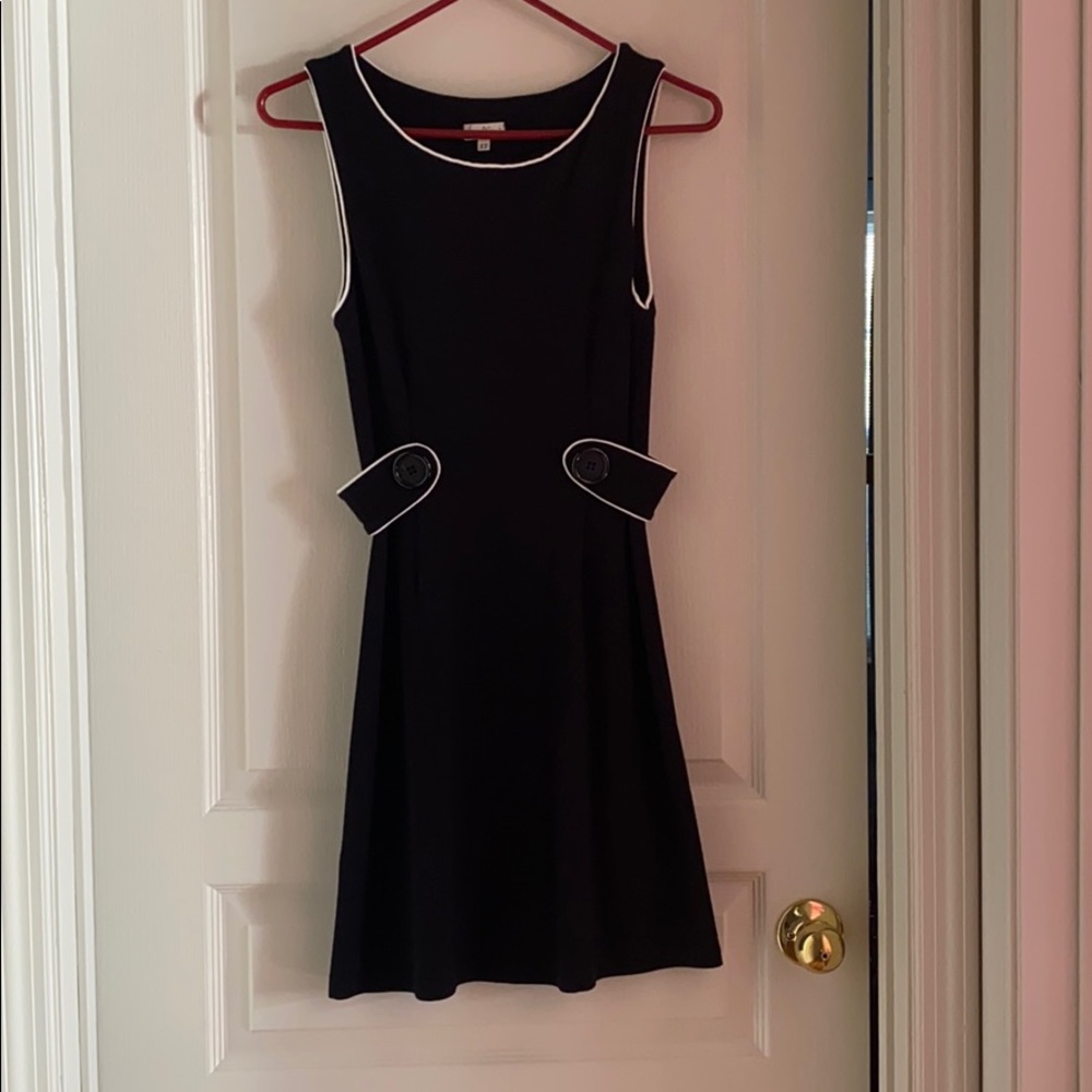 French style black and white midi dress